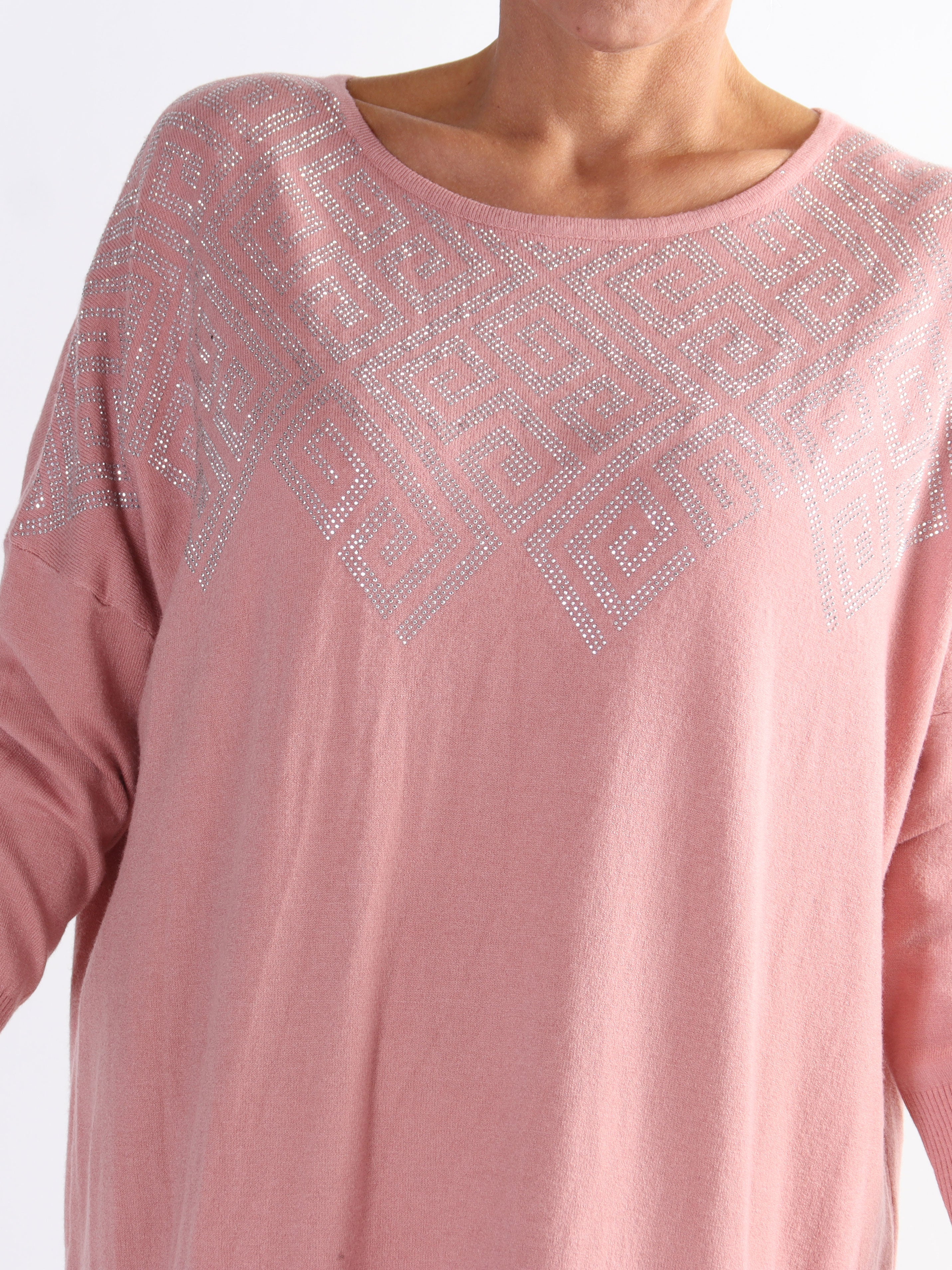 Luna - Mjuk stickad plus size klänning med strass